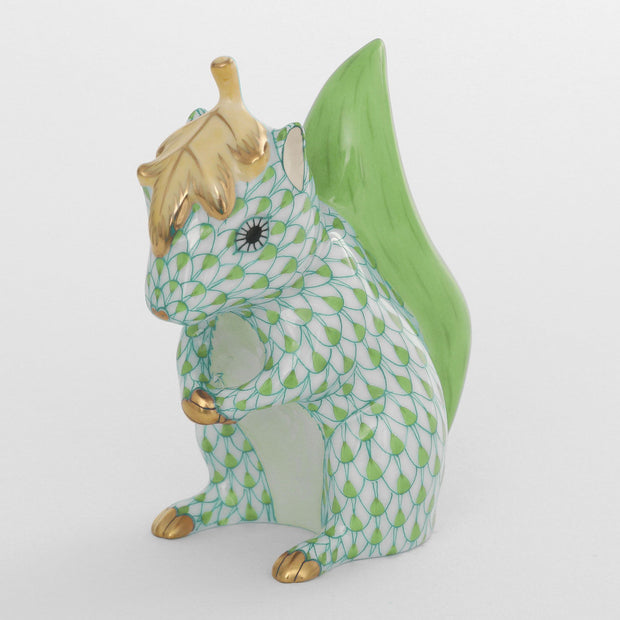 Herend Squirrel With Leaf Figurines Herend Lime Green 
