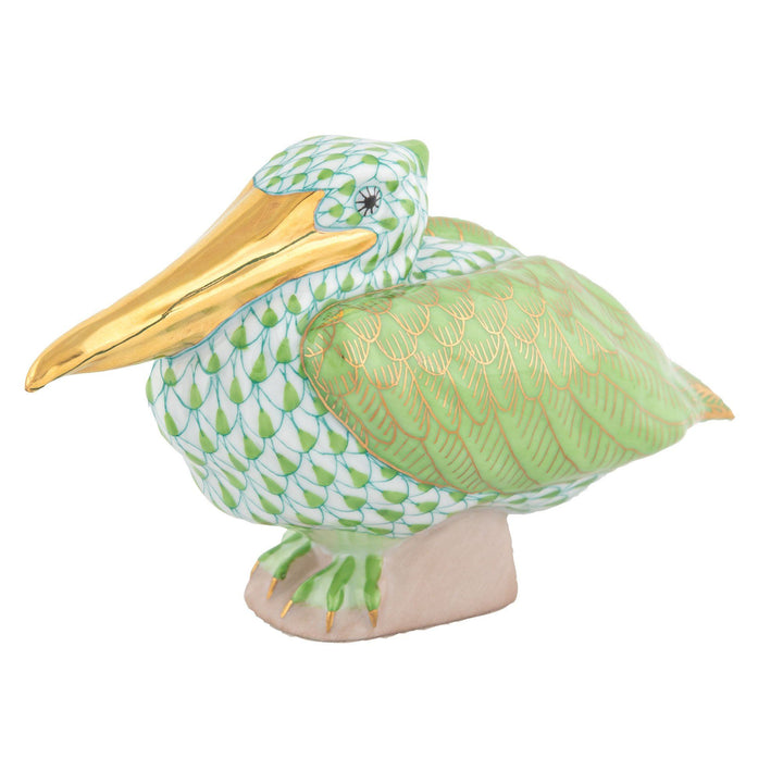 Herend Sitting Pelican Figurines Herend Lime Green 