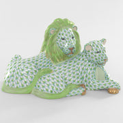 Herend Lion And Lioness Figurines Herend Lime Green 
