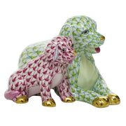 Herend Mommy And Me Figurines Herend Lime Green + Raspberry (Pink) 