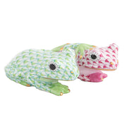 Herend Pair Of Frogs Figurines Herend Lime Green + Raspberry (Pink) 