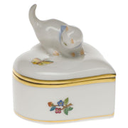 Herend Heart Box W/Cat Figurines Herend Modified Queen Victoria 