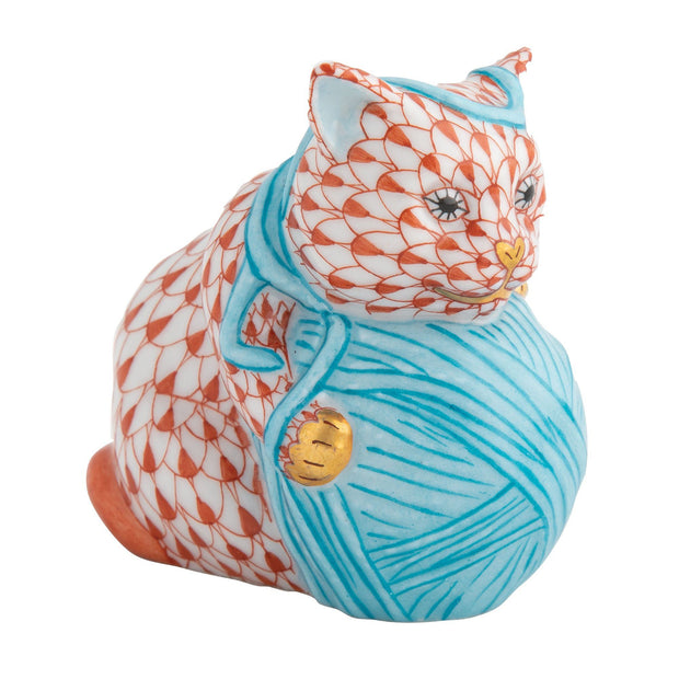Herend Playful Kitten Figurines Herend Rust + Blue 