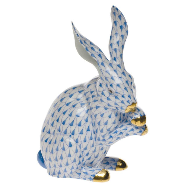 Herend Medium Bunny W/Paws Up Figurines Herend Blue 