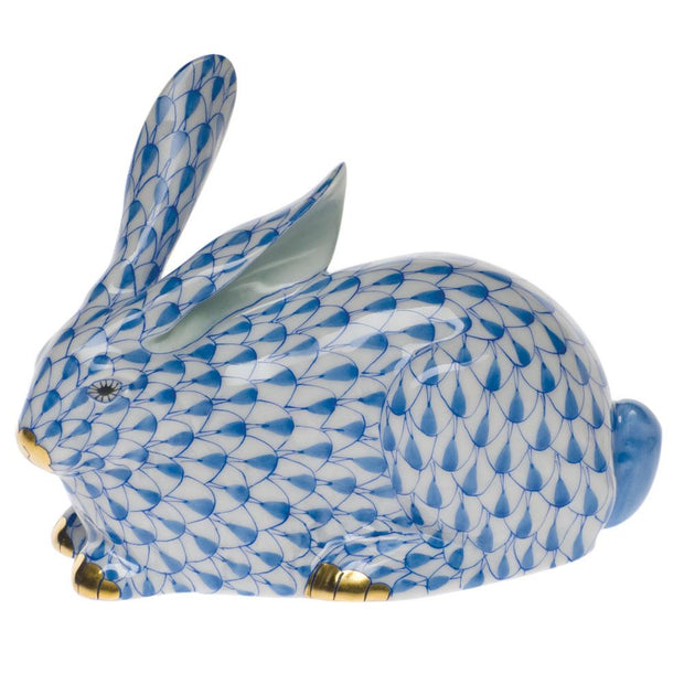 Herend Lying Rabbit Figurines Herend Blue 