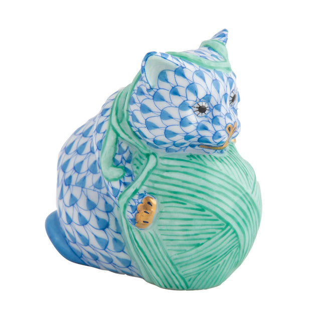Herend Playful Kitten Figurines Herend Blue + Green 