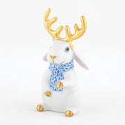 Herend Reindeer Rabbit Figurines Herend White + Blue 