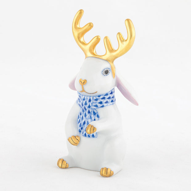Herend Reindeer Rabbit Figurines Herend White + Sapphire 