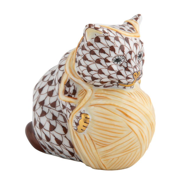 Herend Playful Kitten Figurines Herend Chocolate + Yellow 