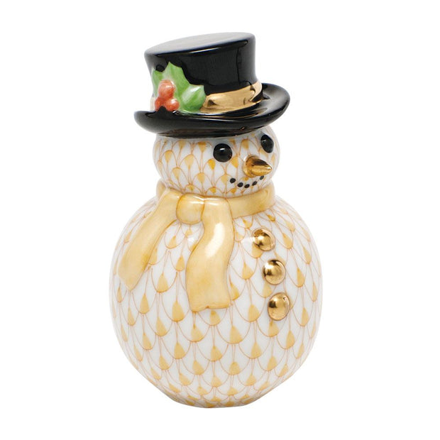 Herend Snowman With Scarf Figurines Herend Butterscotch 