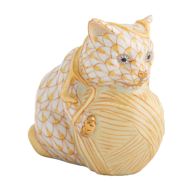 Herend Playful Kitten Figurines Herend Butterscotch + Yellow 