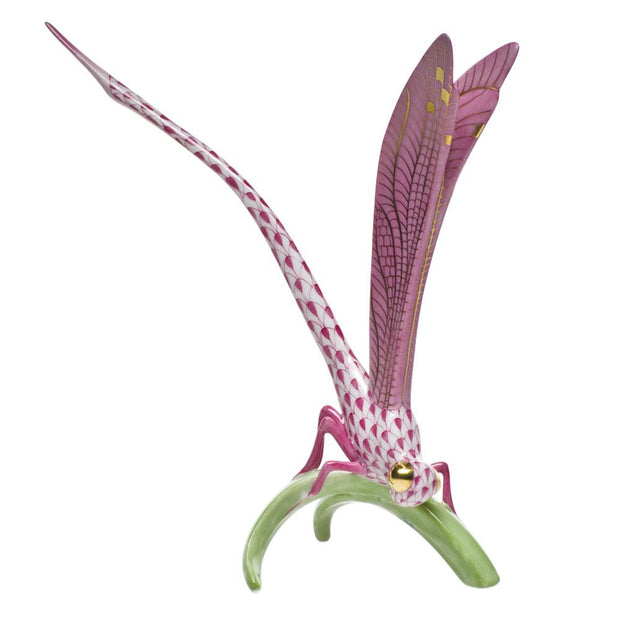 Herend Dragonfly On Grass Figurines Herend Raspberry (Pink) 