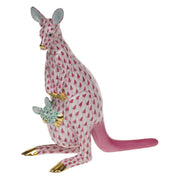 Herend Kangaroo & Baby Figurines Herend Raspberry (Pink) 