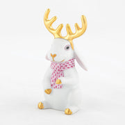 Herend Reindeer Rabbit Figurines Herend White + Raspberry (Pink) 