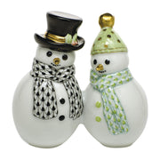 Herend Snowman Couple Figurines Herend Black + Green 