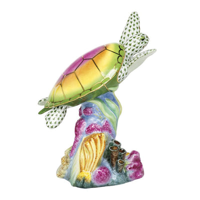 Herend Sea Turtle W/Coral - Limited Edition Figurines Herend 