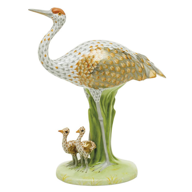 Herend Sandhill Crane And Babies - Limited Edition Figurines Herend 