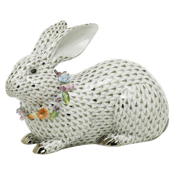 Herend Gray Bunny With Garland - Limited Edition Figurines Herend 