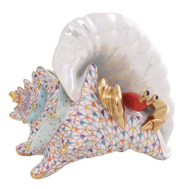 Herend Conch Shell With Curious Crab - Limited Edition Figurines Herend 