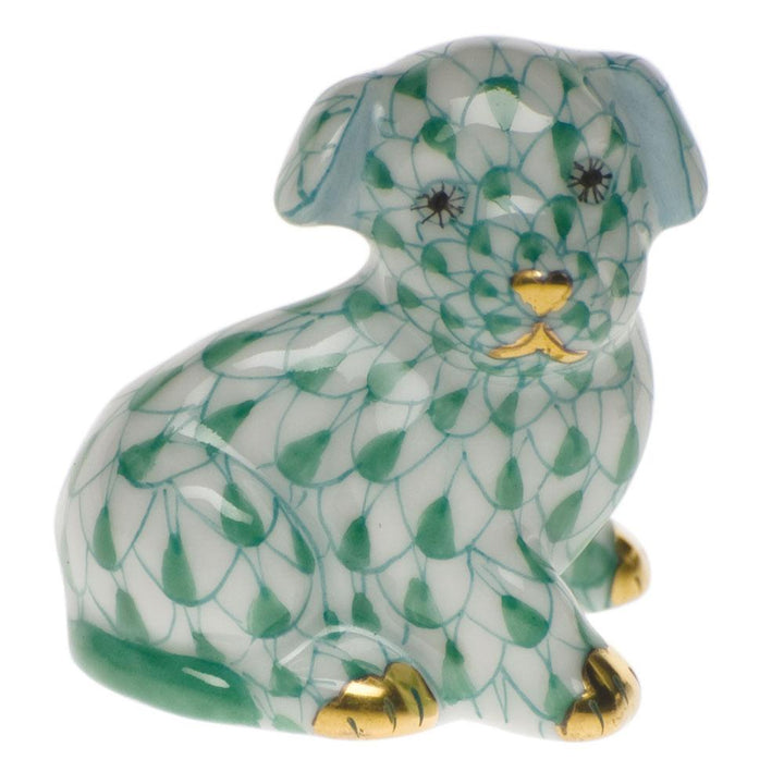 Herend Miniature Puppy Figurines Herend Green 