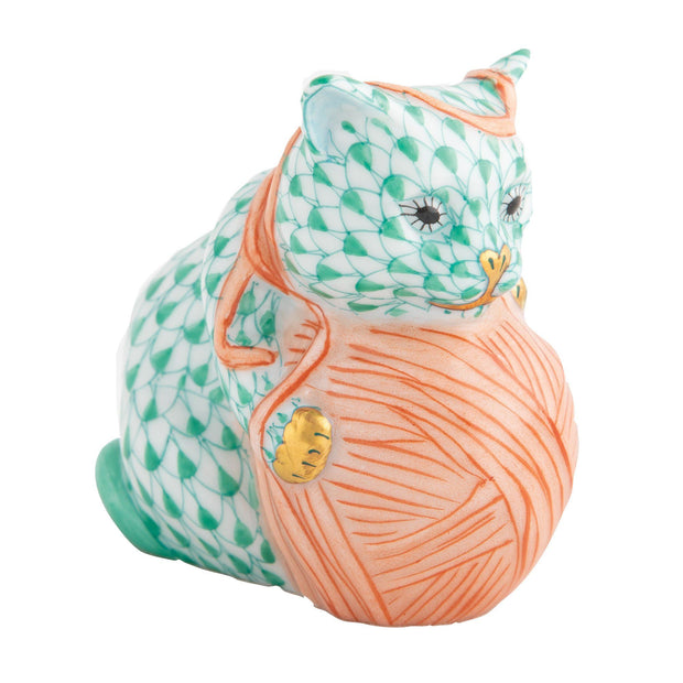 Herend Playful Kitten Figurines Herend Green + Rust 