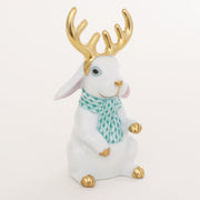 Herend Reindeer Rabbit Figurines Herend White + Green 