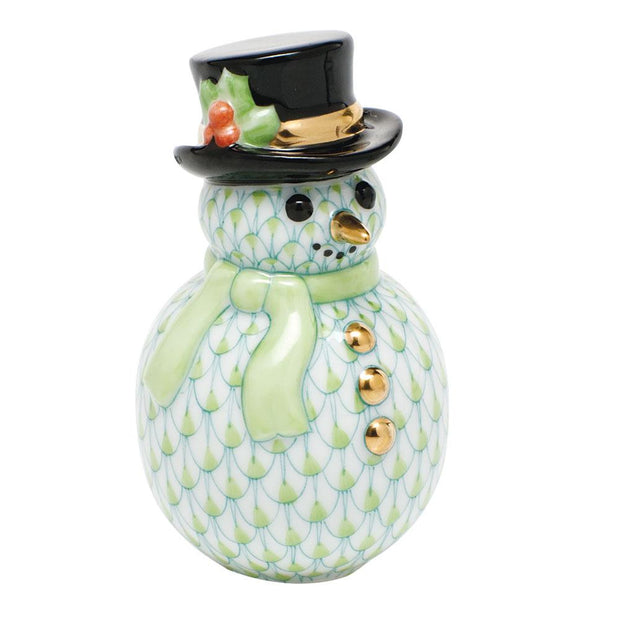 Herend Snowman With Scarf Figurines Herend Lime Green 