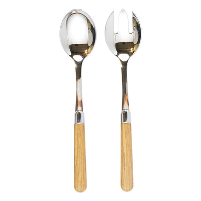 Vietri Albero Salad Server Set Flatware Vietri Oak 