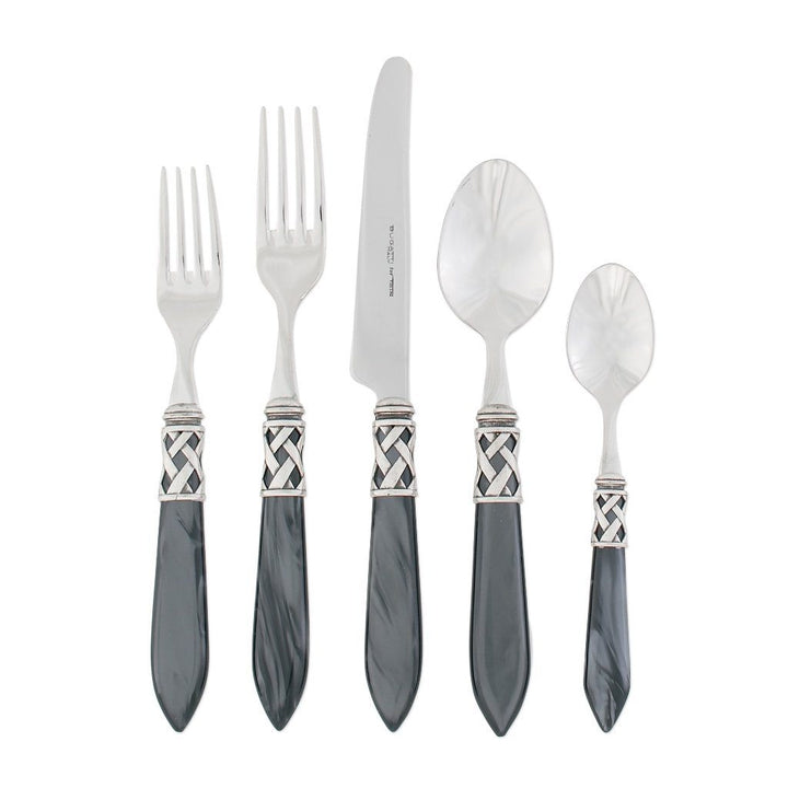 Vietri Aladdin Antique Five-Piece Place Setting Dinnerware Vietri Charcoal 