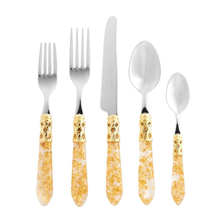 Vietri Aladdin Brilliant Five-Piece Place Setting Dinnerware Vietri Gold Fleck 