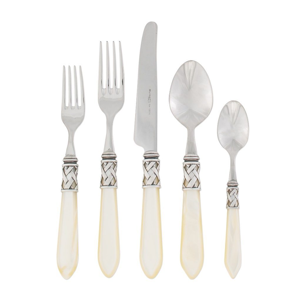 Vietri Aladdin Antique Five-Piece Place Setting Dinnerware Vietri Ivory 