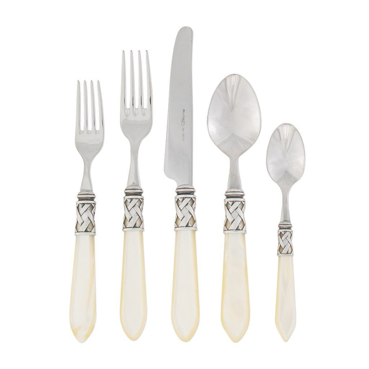 Vietri Aladdin Antique Five-Piece Place Setting Dinnerware Vietri Ivory 