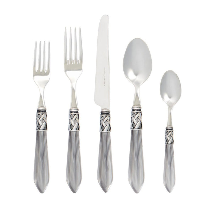 Vietri Aladdin Antique Five-Piece Place Setting Dinnerware Vietri Light Gray 