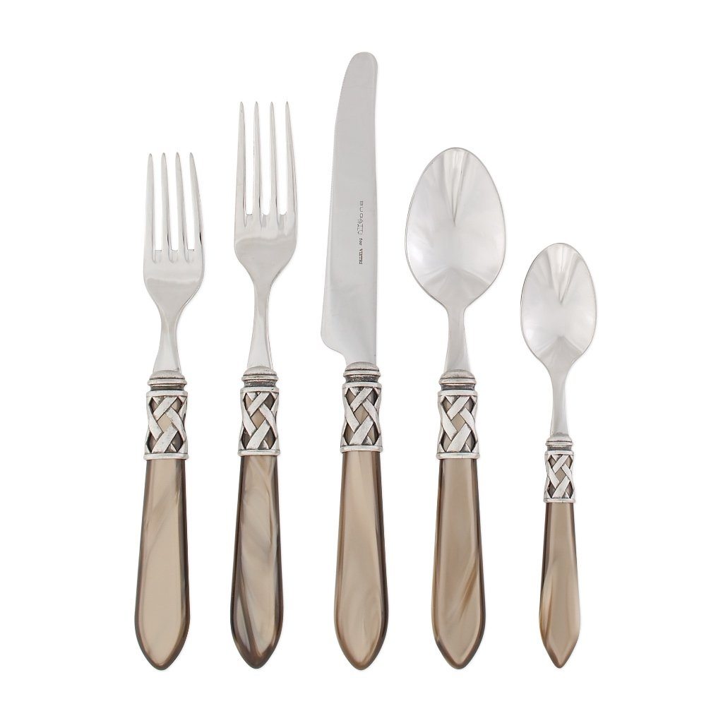 Vietri Aladdin Antique Five-Piece Place Setting Dinnerware Vietri Taupe 