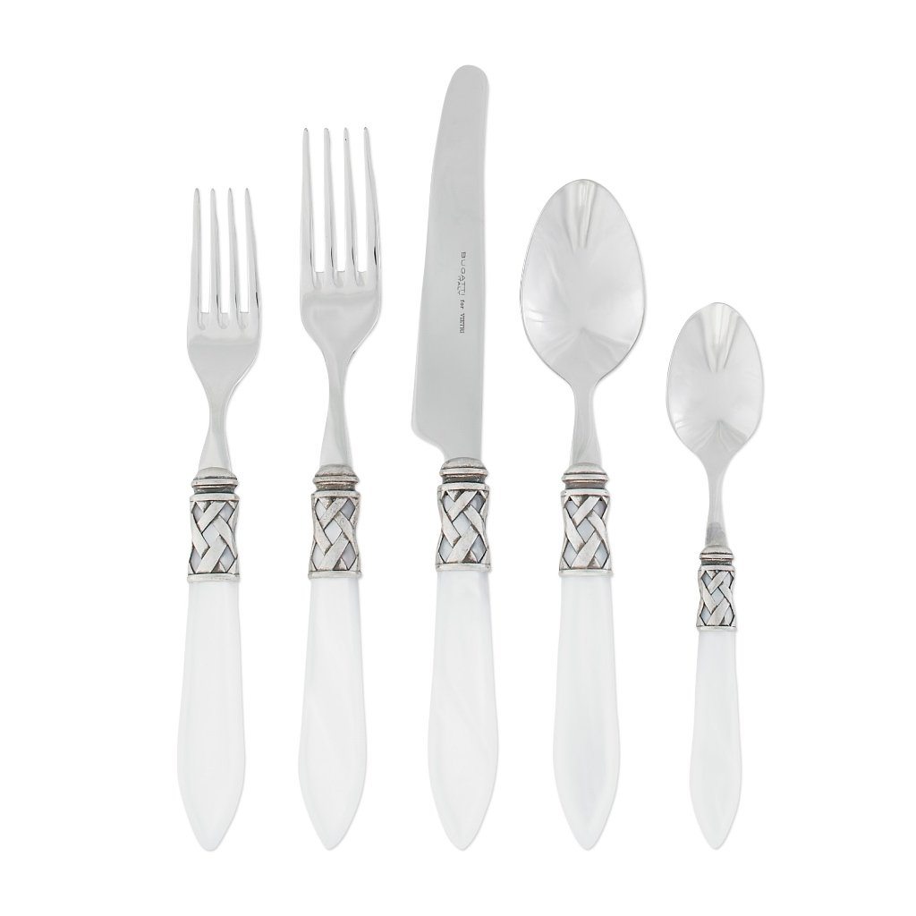 Vietri Aladdin Antique Five-Piece Place Setting Dinnerware Vietri White 