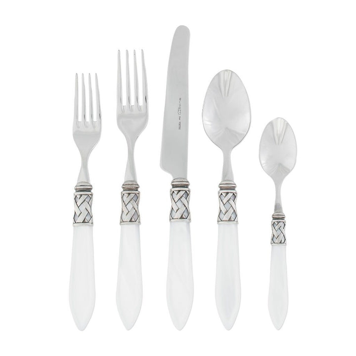 Vietri Aladdin Antique Five-Piece Place Setting Dinnerware Vietri White 