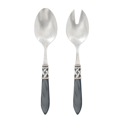 Vietri Aladdin Antique Salad Server Set Dinnerware Vietri Charcoal 