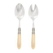 Vietri Aladdin Antique Salad Server Set Dinnerware Vietri Ivory 