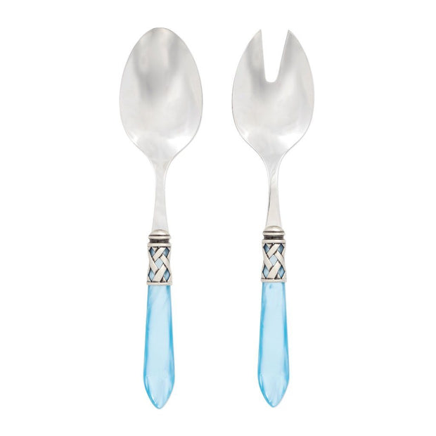 Vietri Aladdin Antique Salad Server Set Dinnerware Vietri Light Blue 