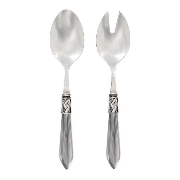 Vietri Aladdin Antique Salad Server Set Dinnerware Vietri Light Gray 