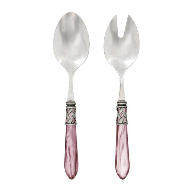 Vietri Aladdin Antique Salad Server Set Dinnerware Vietri Light Pink 
