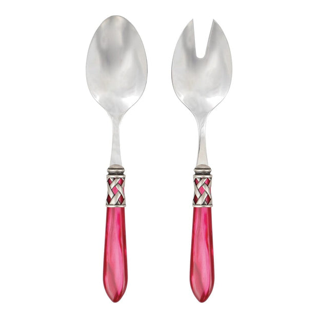 Vietri Aladdin Antique Salad Server Set Flatware Vietri Raspberry 