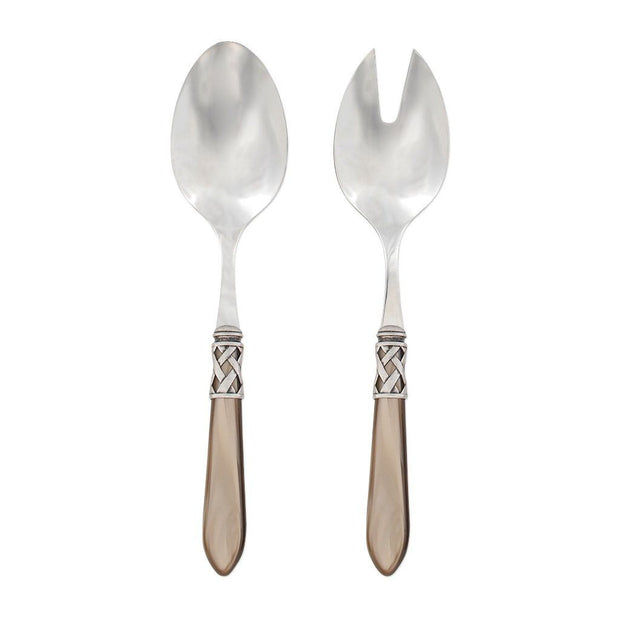 Vietri Aladdin Antique Salad Server Set Dinnerware Vietri Taupe 