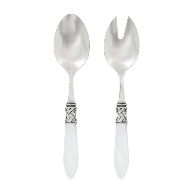 Vietri Aladdin Antique Salad Server Set Dinnerware Vietri White 
