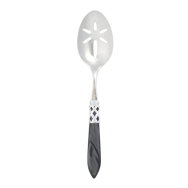Vietri Aladdin Brilliant Slotted Serving Spoon Dinnerware Vietri Charcoal 