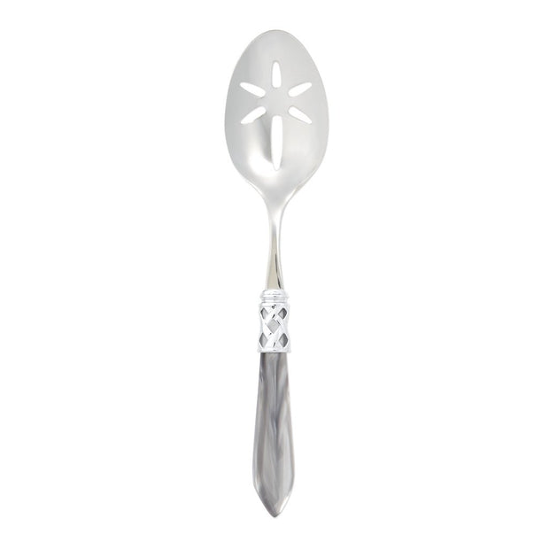 Vietri Aladdin Brilliant Slotted Serving Spoon Dinnerware Vietri Light Gray 