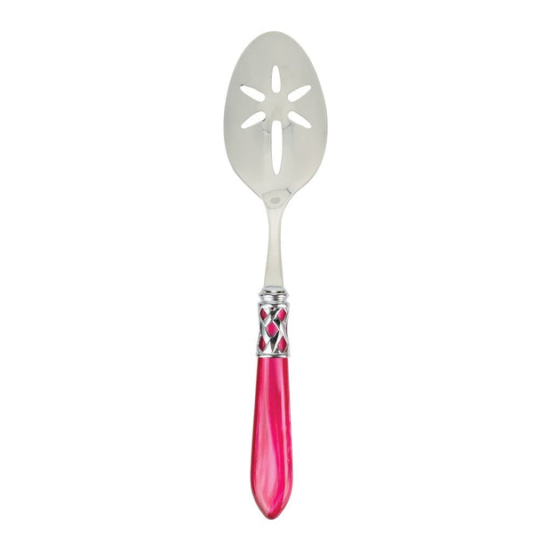 Vietri Aladdin Brilliant Slotted Serving Spoon Flatware Vietri Raspberry 