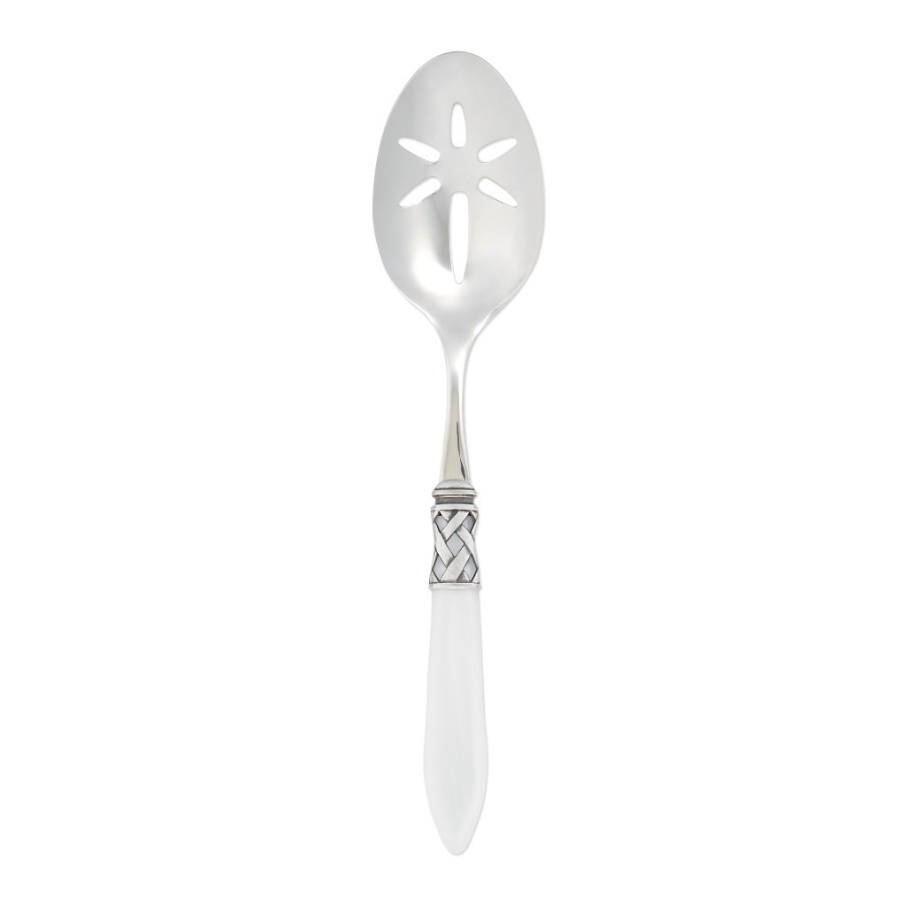 Vietri Aladdin Antique Slotted Serving Spoon Dinnerware Vietri White 
