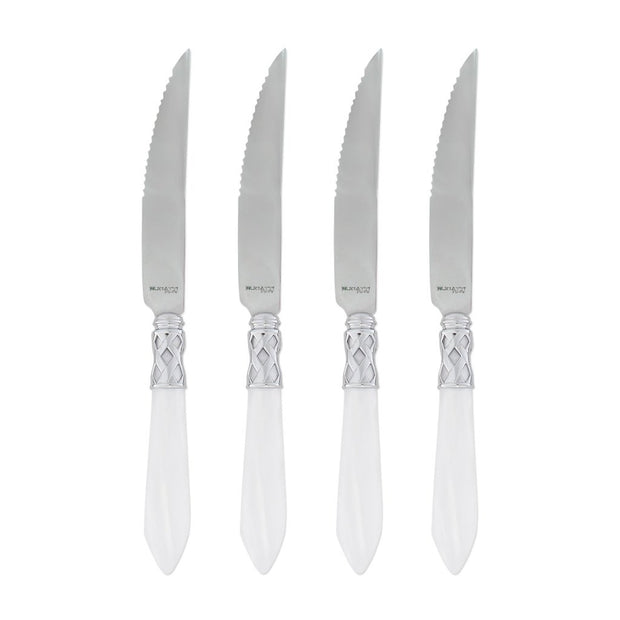 Vietri Aladdin Brilliant Steak Knives - Set of 4 Dinnerware Vietri White