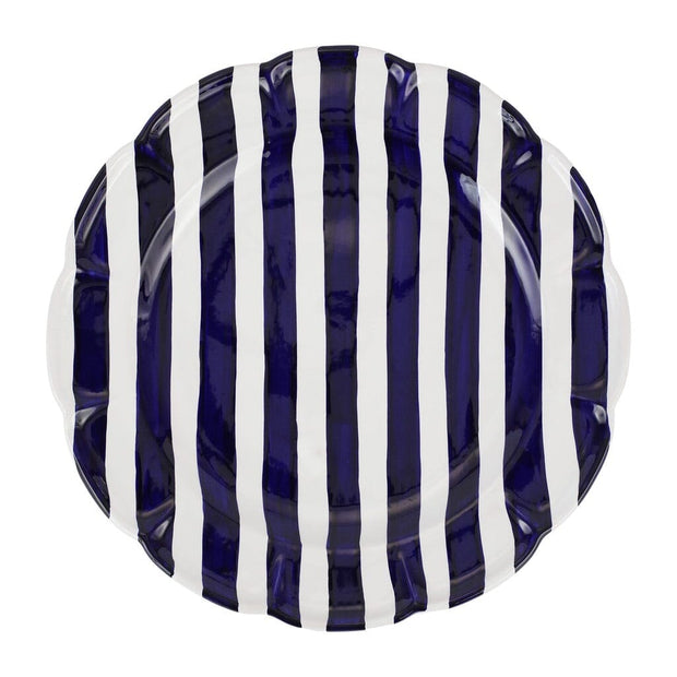 Vietri Amalfitana Stripe Round Platter Dinnerware Vietri Cobalt 